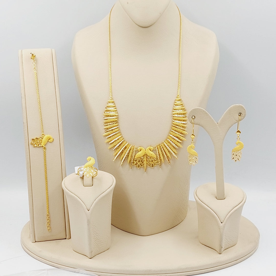 Deluxe Peacock Set Made Of 21K Yellow Gold
Ring Size (Resizable): <strong> 21 JP/CN | 10.5 US/CA</strong><br>Bracelet Length: <strong> 20cm</strong><br><br> by Saeed Jewelry-30147