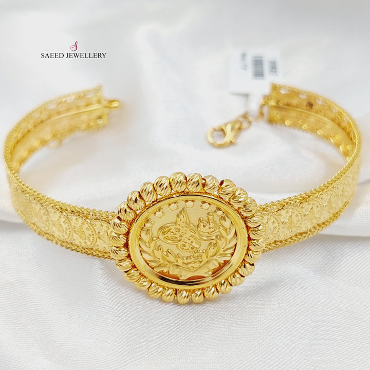 21K Gold Deluxe Rashadi Bangle Bracelet by Saeed Jewelry - Image 4