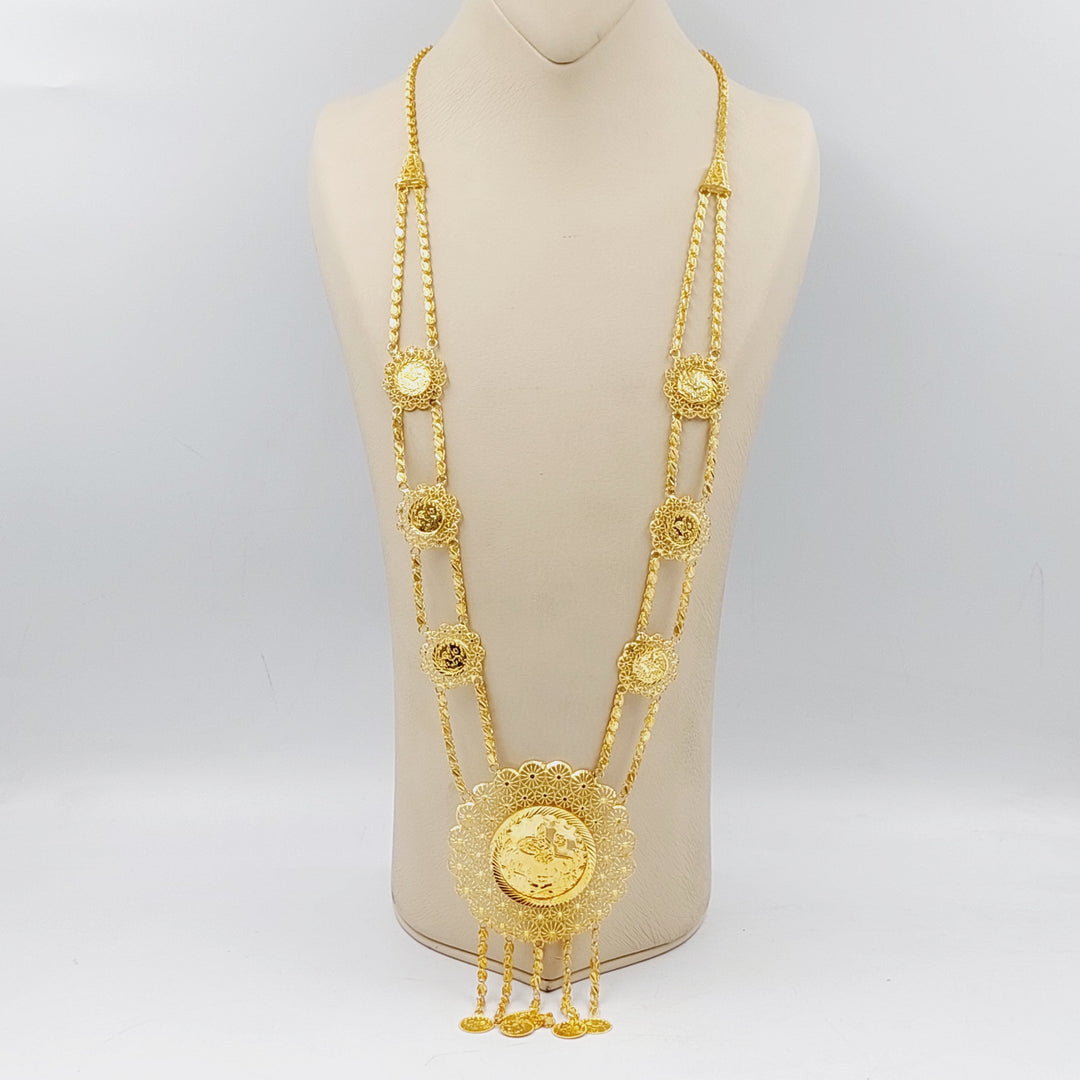 21K Gold Deluxe Rashadi Long Necklace by Saeed Jewelry - Image 5