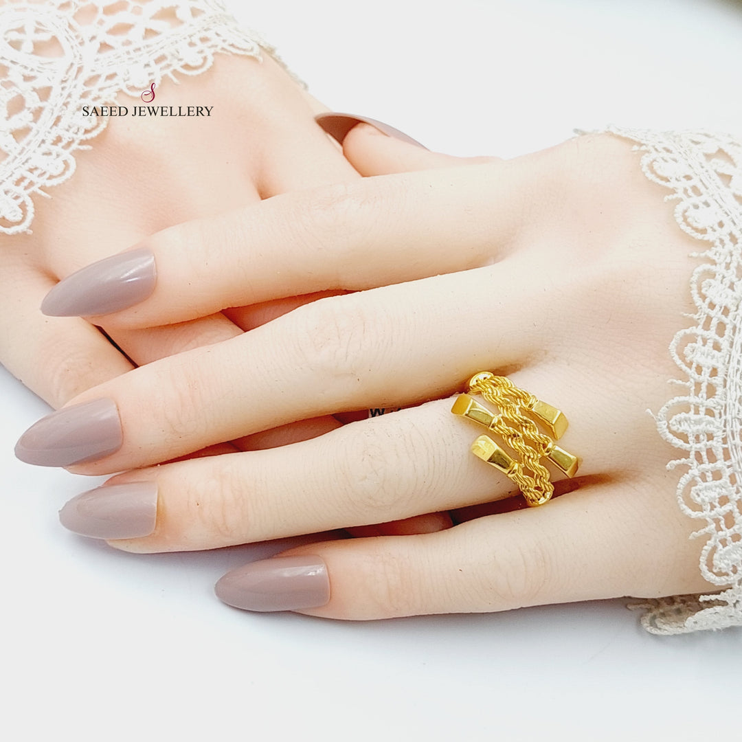 21K Gold Deluxe Rope Ring by Saeed Jewelry - Image 4