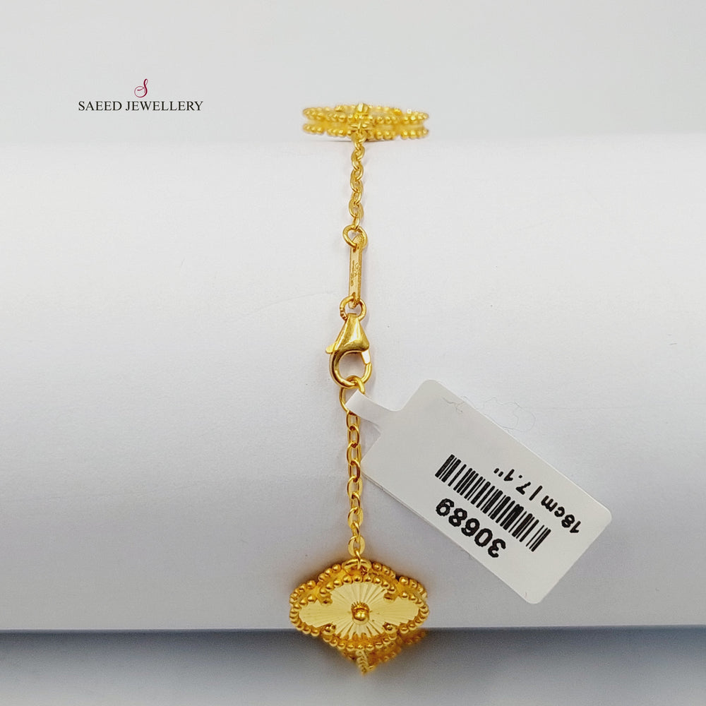 21K Gold Deluxe Clover Bracelet by Saeed Jewelry - Image 2