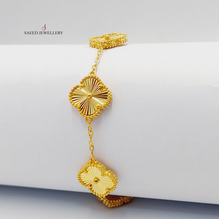 21K Gold Deluxe Clover Bracelet by Saeed Jewelry - Image 3