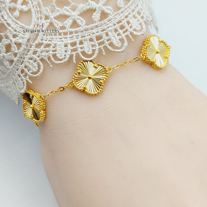 21K Gold Deluxe Clover Bracelet by Saeed Jewelry - Image 4