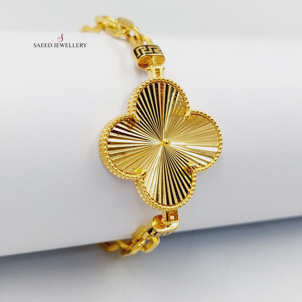 21K Gold Deluxe Clover Bracelet by Saeed Jewelry - Image 2