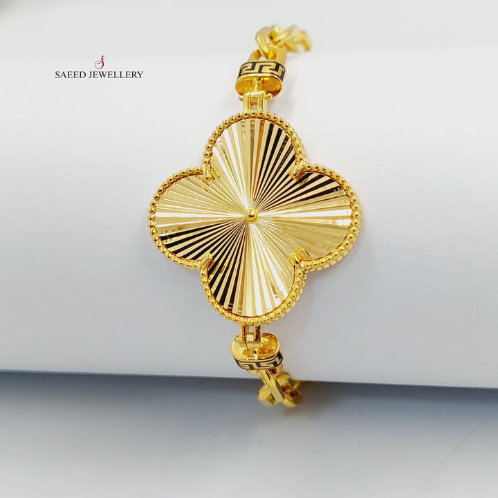21K Gold Deluxe Clover Bracelet by Saeed Jewelry - Image 3