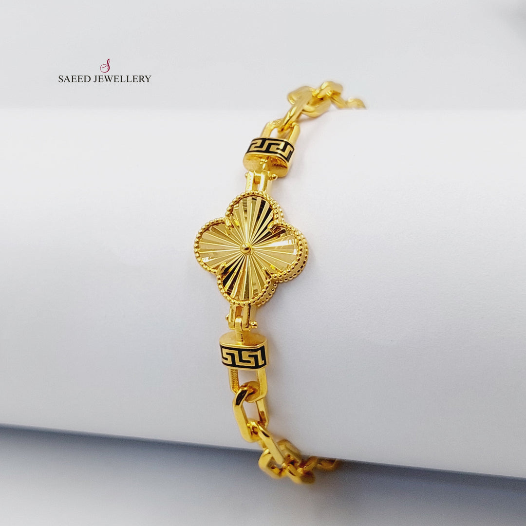 21K Gold Deluxe Clover Bracelet by Saeed Jewelry - Image 2