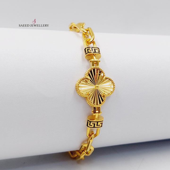 21K Gold Deluxe Clover Bracelet by Saeed Jewelry - Image 5