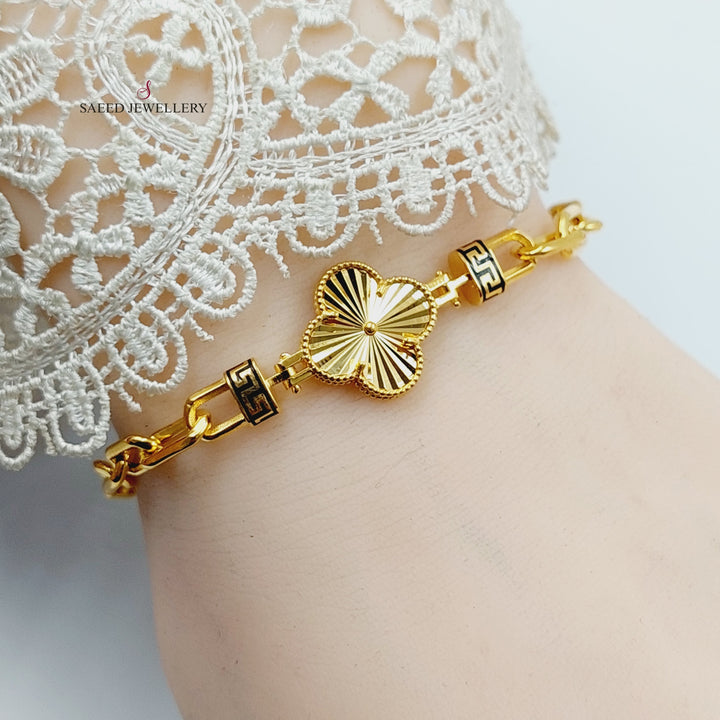 21K Gold Deluxe Clover Bracelet by Saeed Jewelry - Image 6