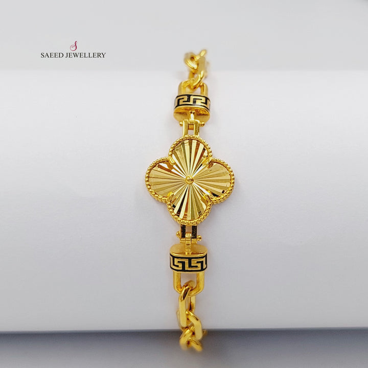 21K Gold Deluxe Clover Bracelet by Saeed Jewelry - Image 1