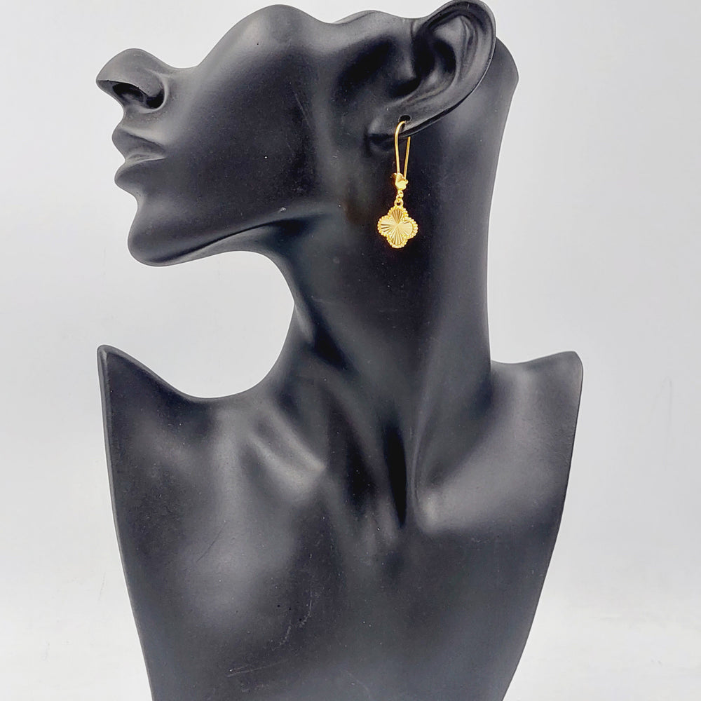 21K Gold Deluxe Clover Earrings by Saeed Jewelry - Image 2