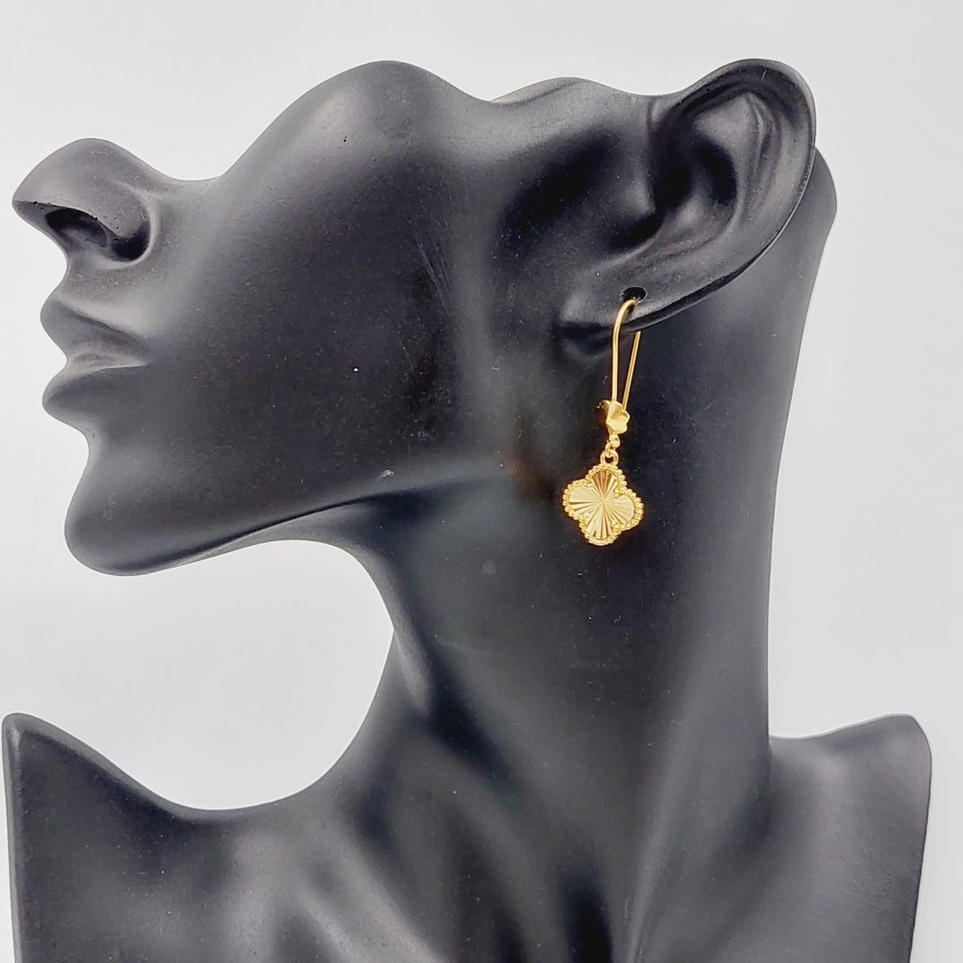 21K Gold Deluxe Clover Earrings by Saeed Jewelry - Image 3