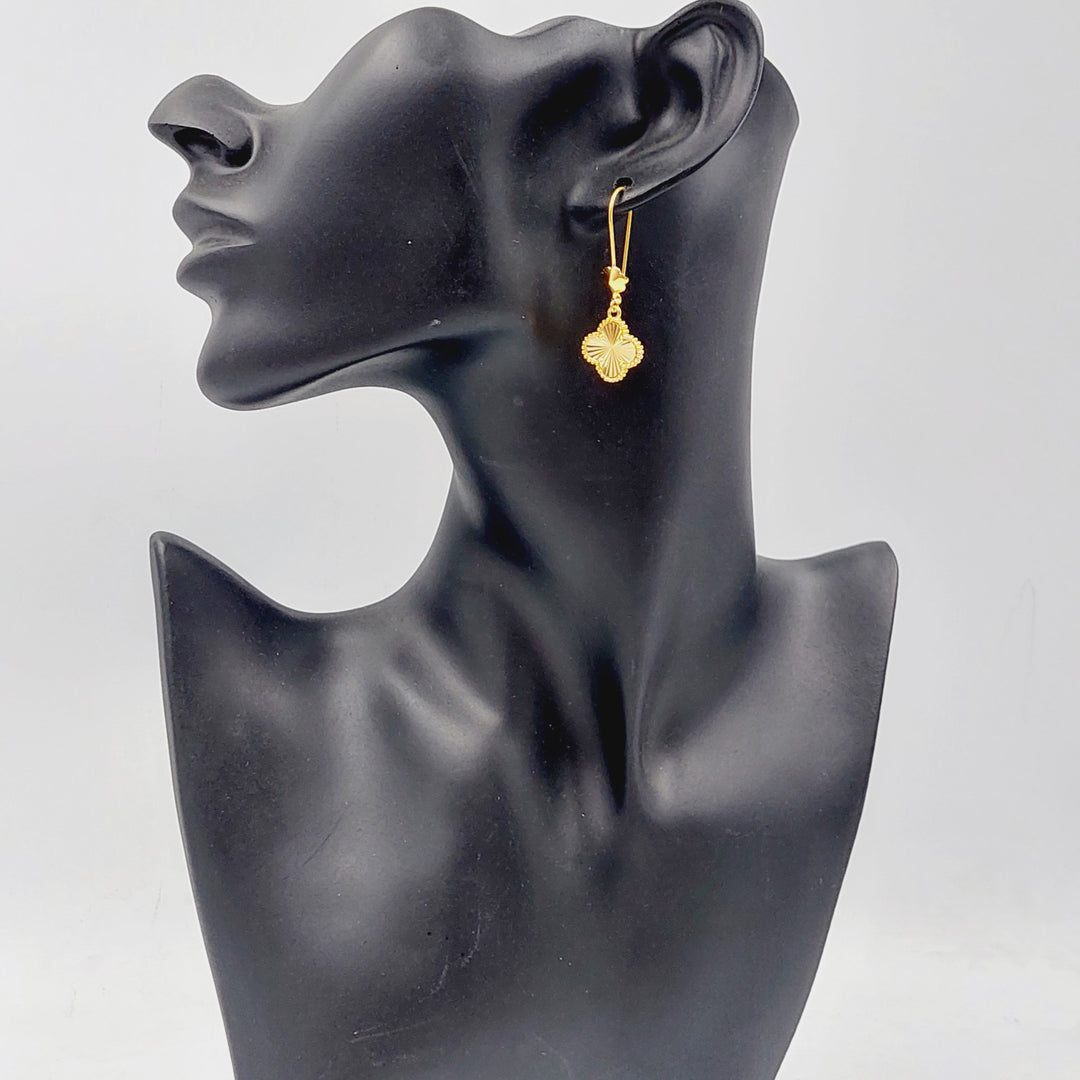 21K Gold Deluxe Clover Earrings by Saeed Jewelry - Image 4