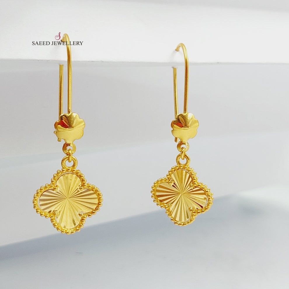 21K Gold Deluxe Clover Earrings by Saeed Jewelry - Image 4