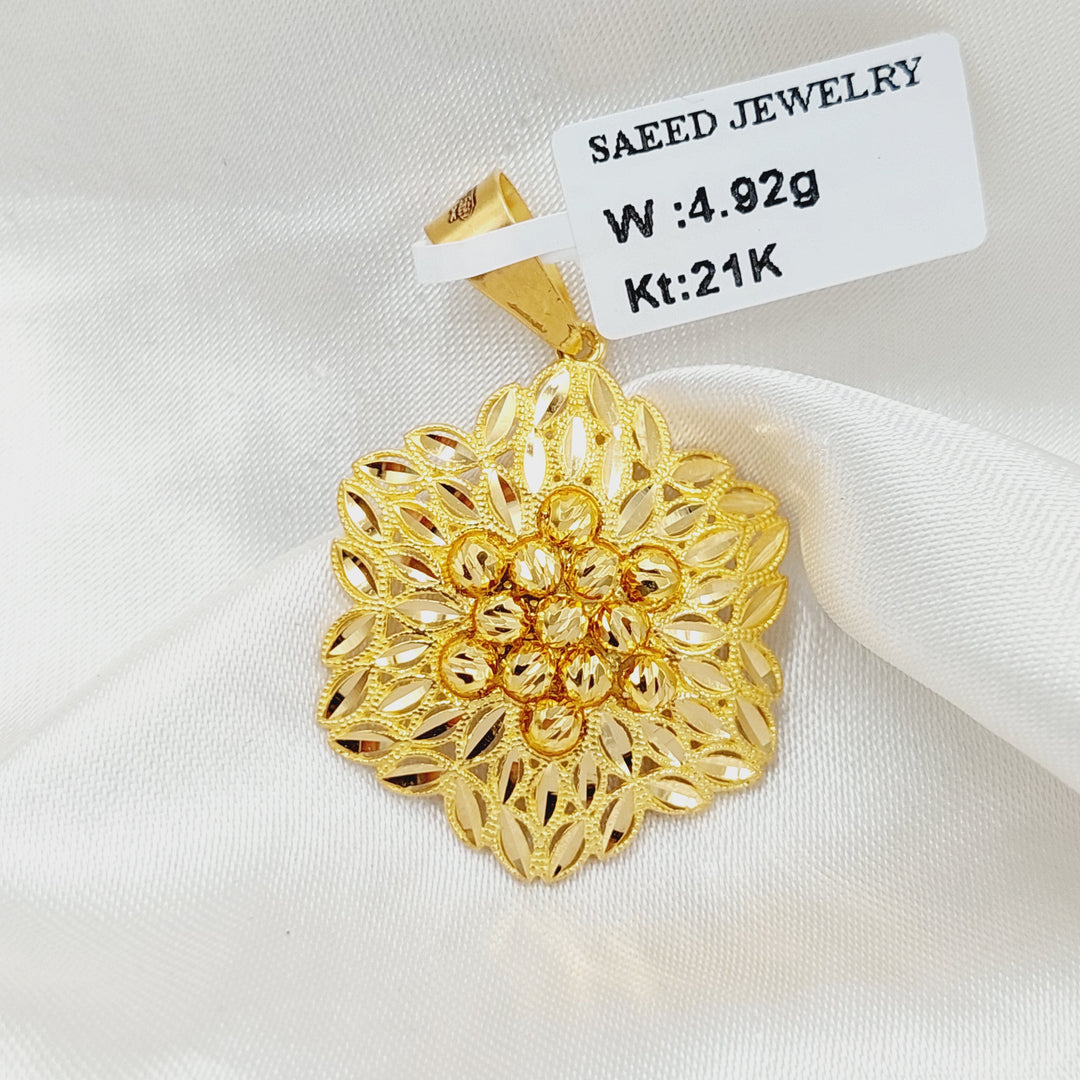 21K Gold Deluxe Rose Pendant by Saeed Jewelry - Image 3