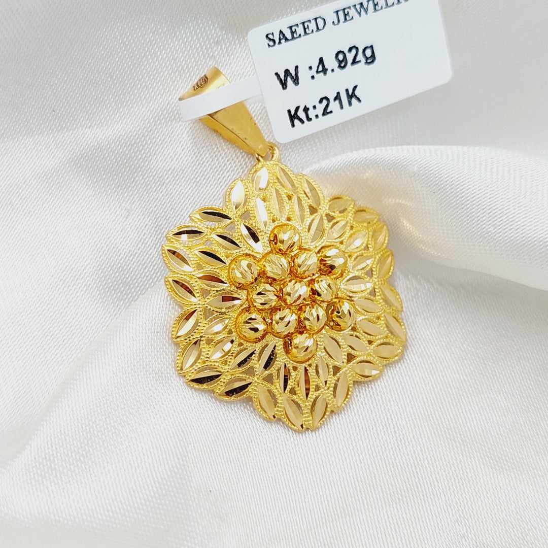 21K Gold Deluxe Rose Pendant by Saeed Jewelry - Image 4