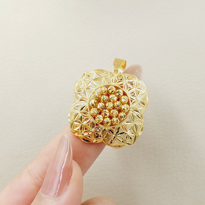 21K Gold Deluxe Rose Pendant by Saeed Jewelry - Image 2