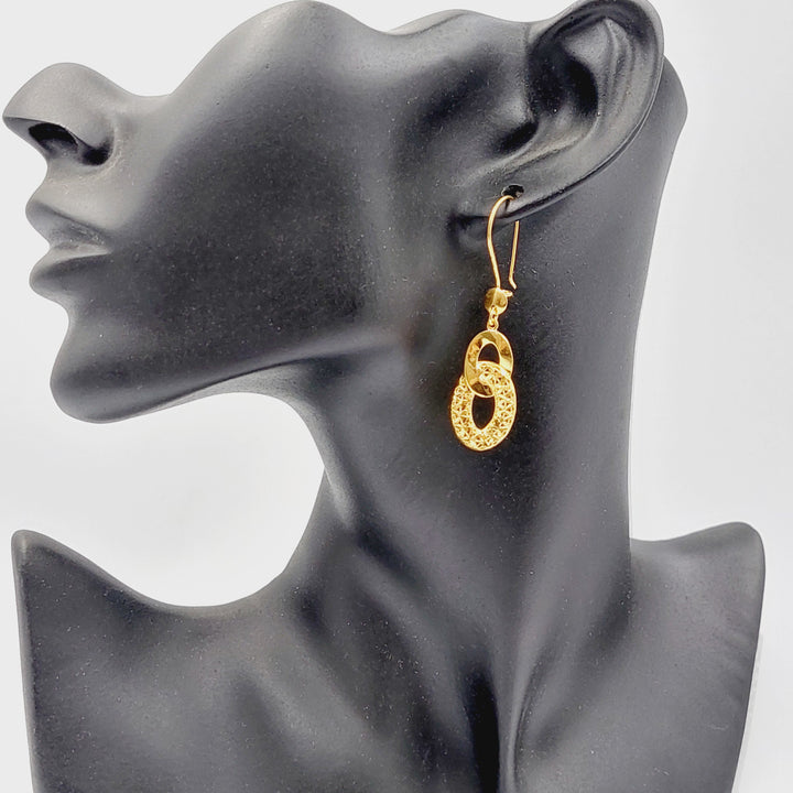 21K Gold Deluxe Shankle Earrings by Saeed Jewelry - Image 3