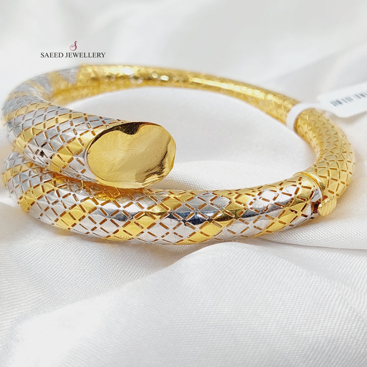 21K Gold Deluxe Snake Bangle Bracelet by Saeed Jewelry - Image 3
