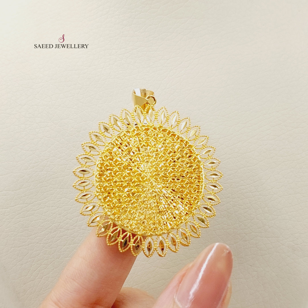 21K Gold Deluxe Sun Pendant by Saeed Jewelry - Image 4