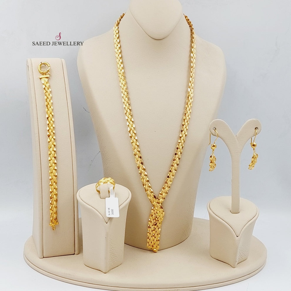 21K Gold Four Pieces Taft Set by Saeed Jewelry - Image 4