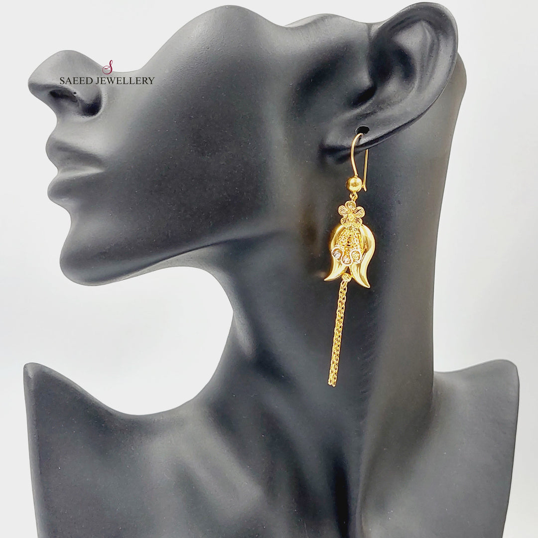 21K Gold Deluxe Turkish Earrings by Saeed Jewelry - Image 2