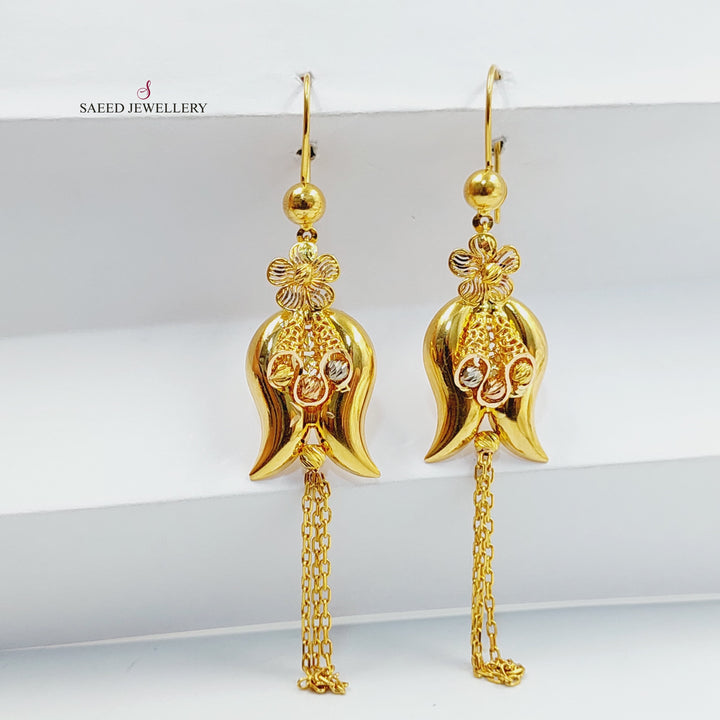 21K Gold Deluxe Turkish Earrings by Saeed Jewelry - Image 4