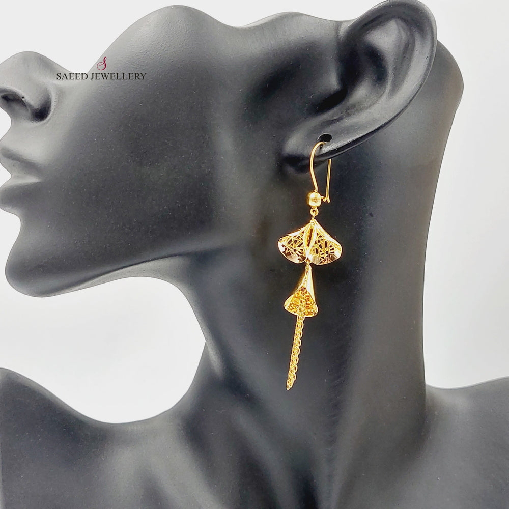 21K Gold Deluxe Turkish Earrings by Saeed Jewelry - Image 2
