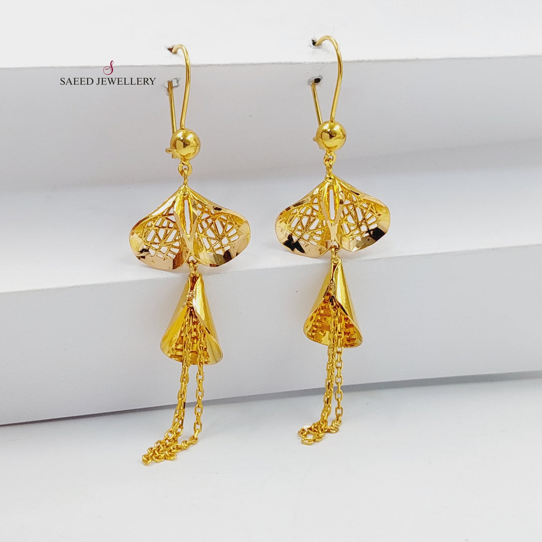 21K Gold Deluxe Turkish Earrings by Saeed Jewelry - Image 3