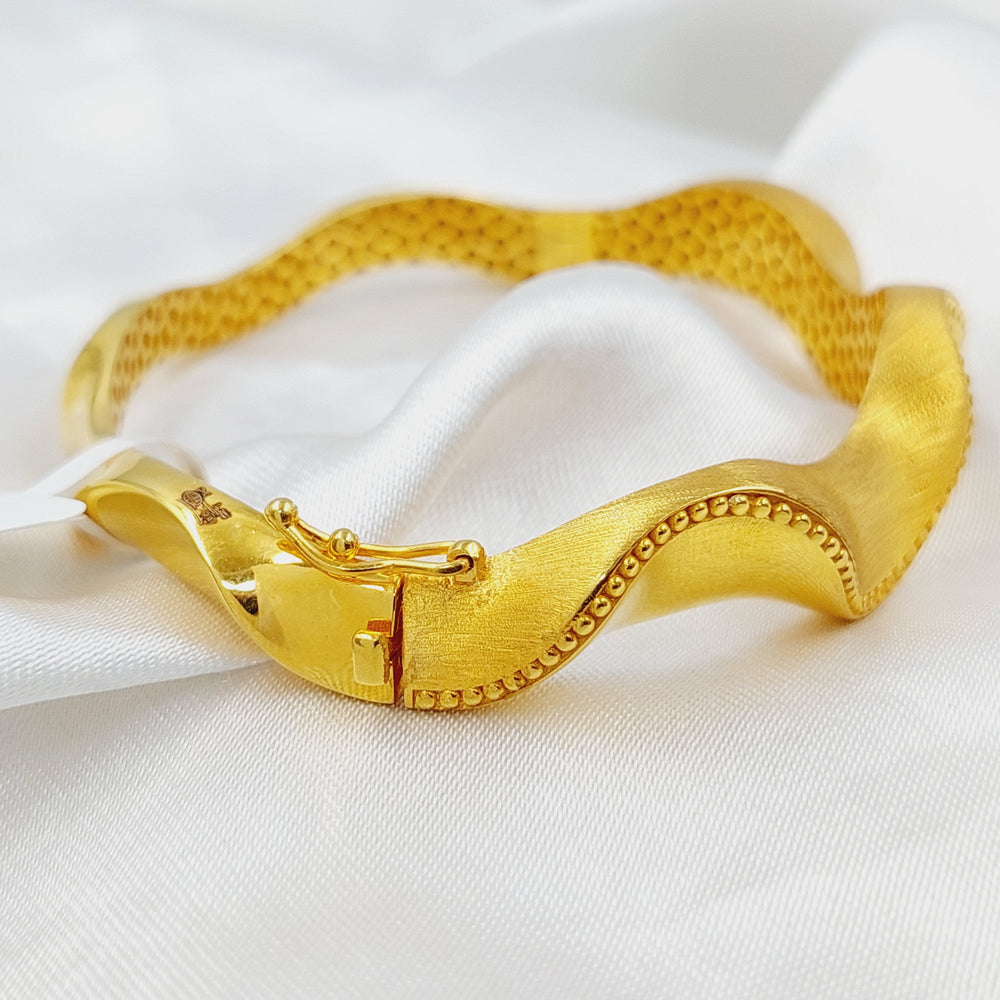 21K Gold Deluxe Waves Bangle Bracelet by Saeed Jewelry - Image 2