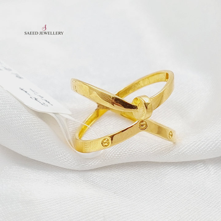 21K Gold Deluxe X Style Ring by Saeed Jewelry - Image 1