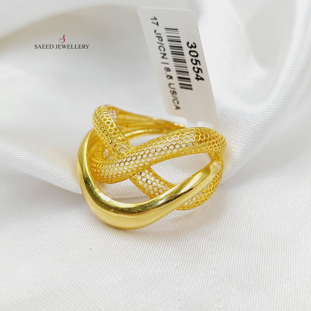 21K Gold Deluxe X Style Ring by Saeed Jewelry - Image 3