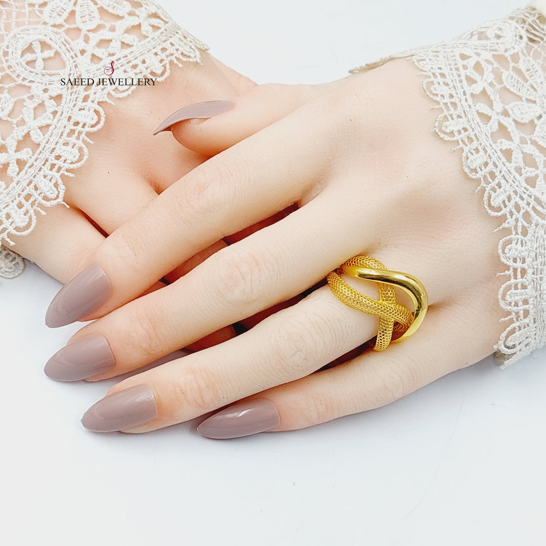 Deluxe X Style Ring  Made Of 21K Yellow Gold by Saeed Jewelry-30554