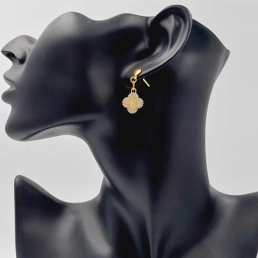 21K Gold Double Face Clover Earrings by Saeed Jewelry - Image 3