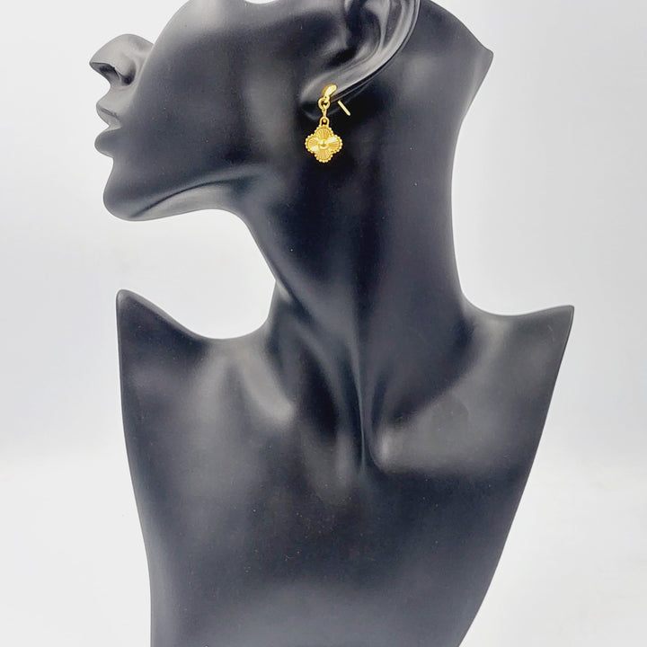 21K Gold Double Face Clover Earrings by Saeed Jewelry - Image 6