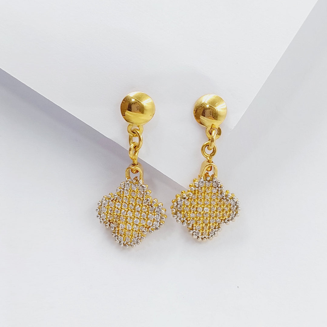 21K Gold Double Face Clover Earrings by Saeed Jewelry - Image 1