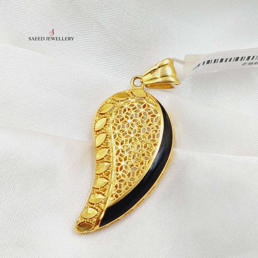 21K Gold Enameled Almond Pendant by Saeed Jewelry - Image 6