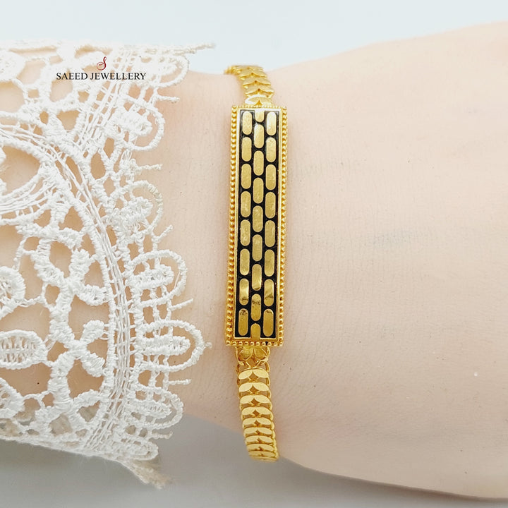 Enameled Bar Bracelet Made Of 21K Yellow Gold by Saeed Jewelry-27604