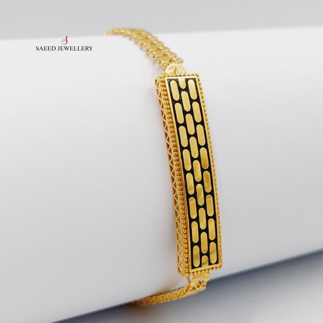 Enameled Bar Bracelet Made Of 21K Yellow Gold by Saeed Jewelry-27604