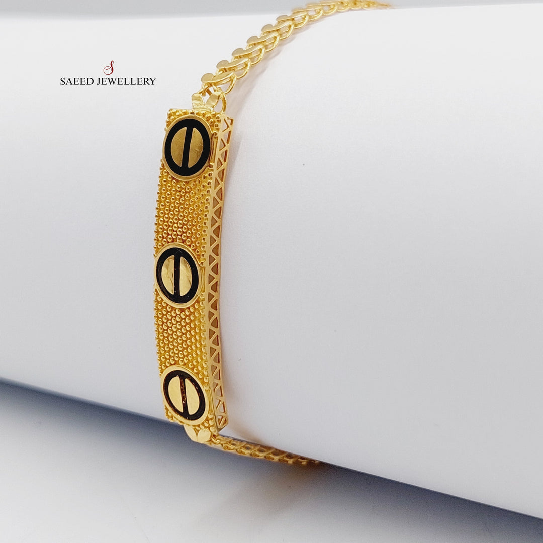 21K Gold Enameled Bar Bracelet by Saeed Jewelry - Image 5