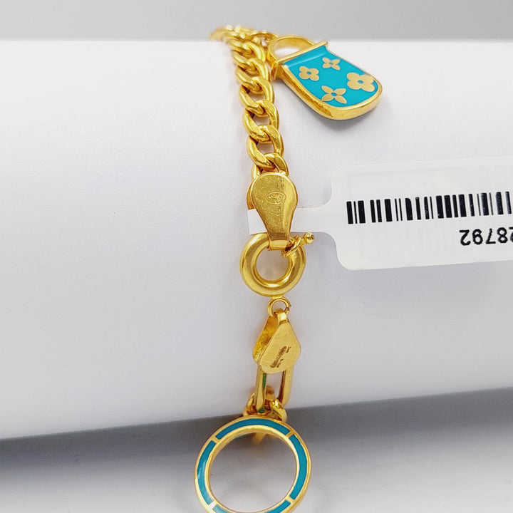 Enameled Cuban Links Bracelet  Made Of 21K Yellow Gold by Saeed Jewelry-28792