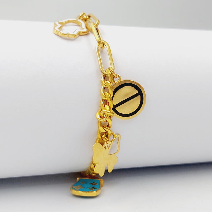 Enameled Cuban Links Bracelet  Made Of 21K Yellow Gold by Saeed Jewelry-28792