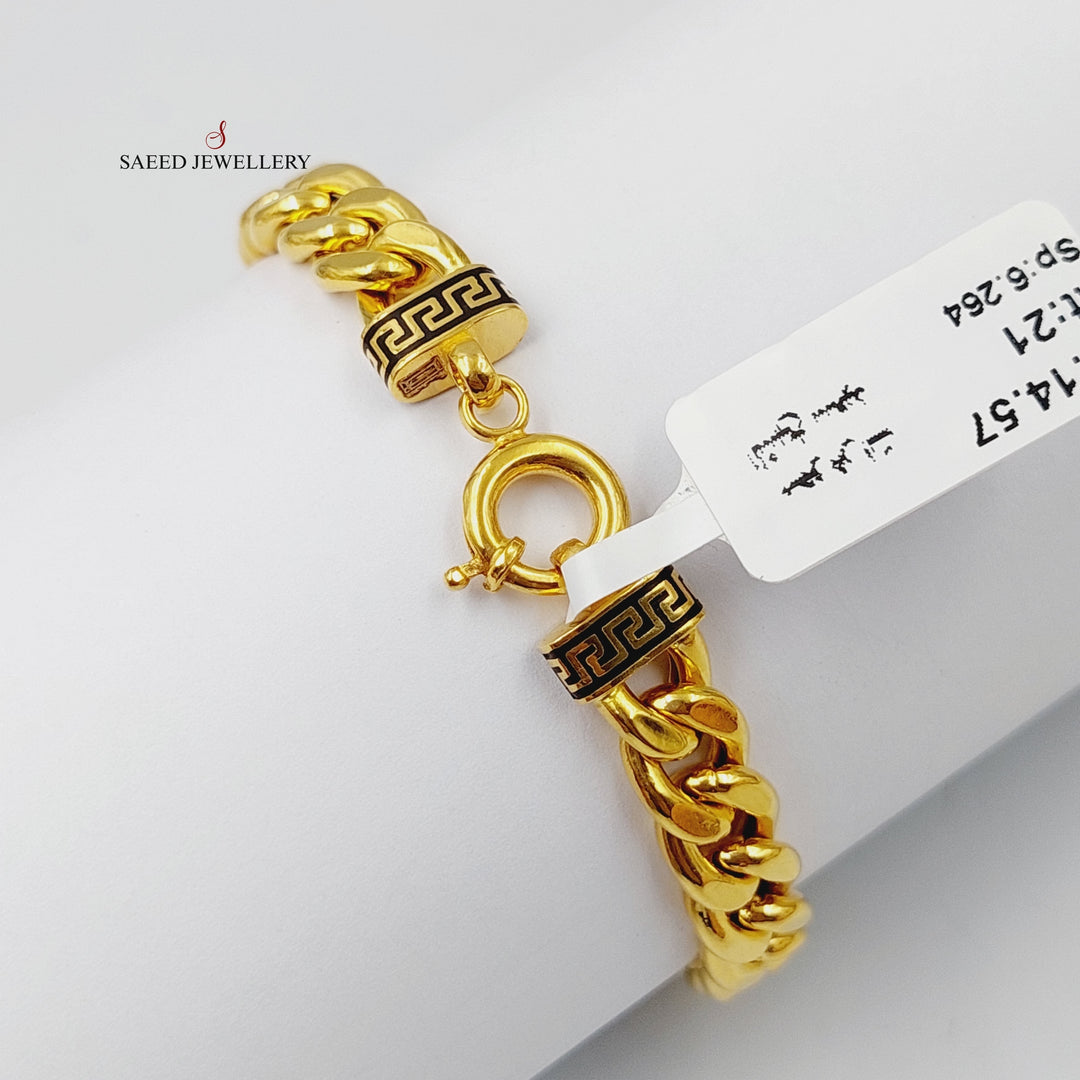 21K Gold Enameled Cuban Links Bracelet by Saeed Jewelry - Image 2