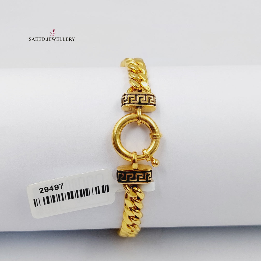 21K Gold Enameled Cuban Links Bracelet by Saeed Jewelry - Image 2