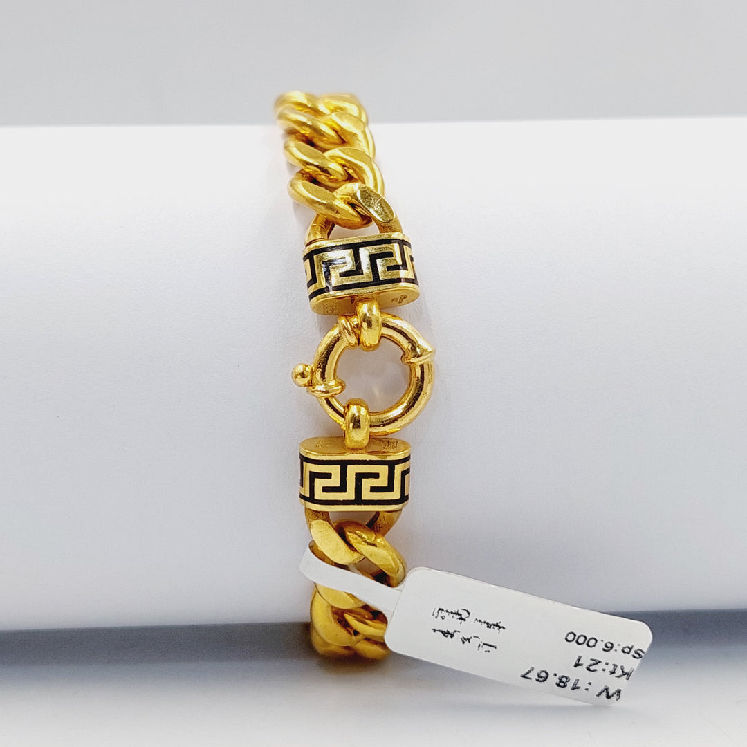21K Gold Enameled Cuban Links Bracelet by Saeed Jewelry - Image 4