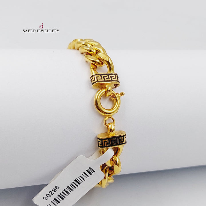 Enameled Cuban Links Bracelet  Made Of 21K Yellow Gold by Saeed Jewelry-30296