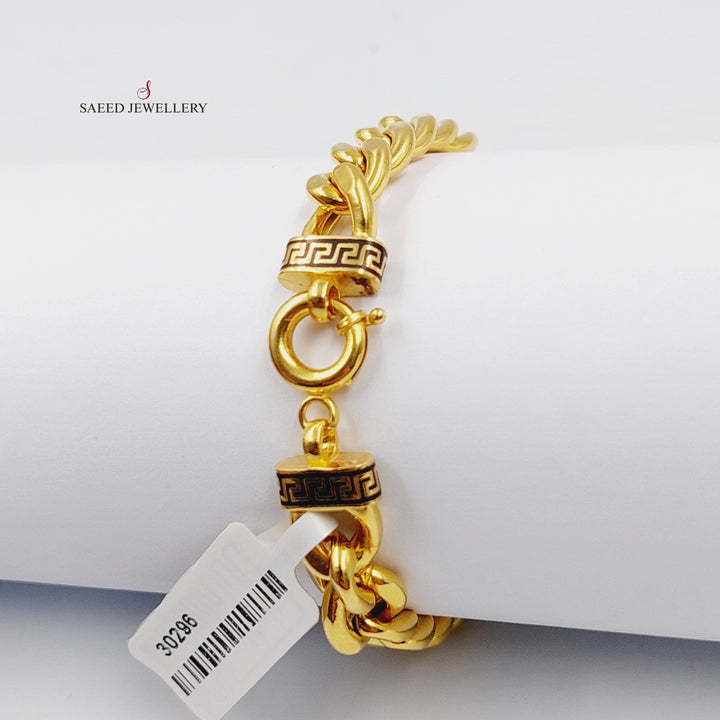Enameled Cuban Links Bracelet  Made Of 21K Yellow Gold by Saeed Jewelry-30296