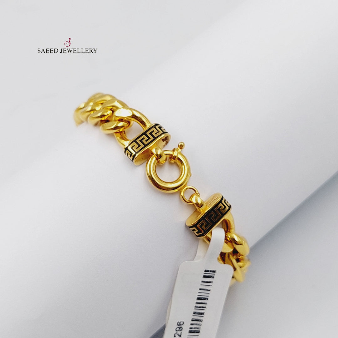 Enameled Cuban Links Bracelet  Made Of 21K Yellow Gold by Saeed Jewelry-30296
