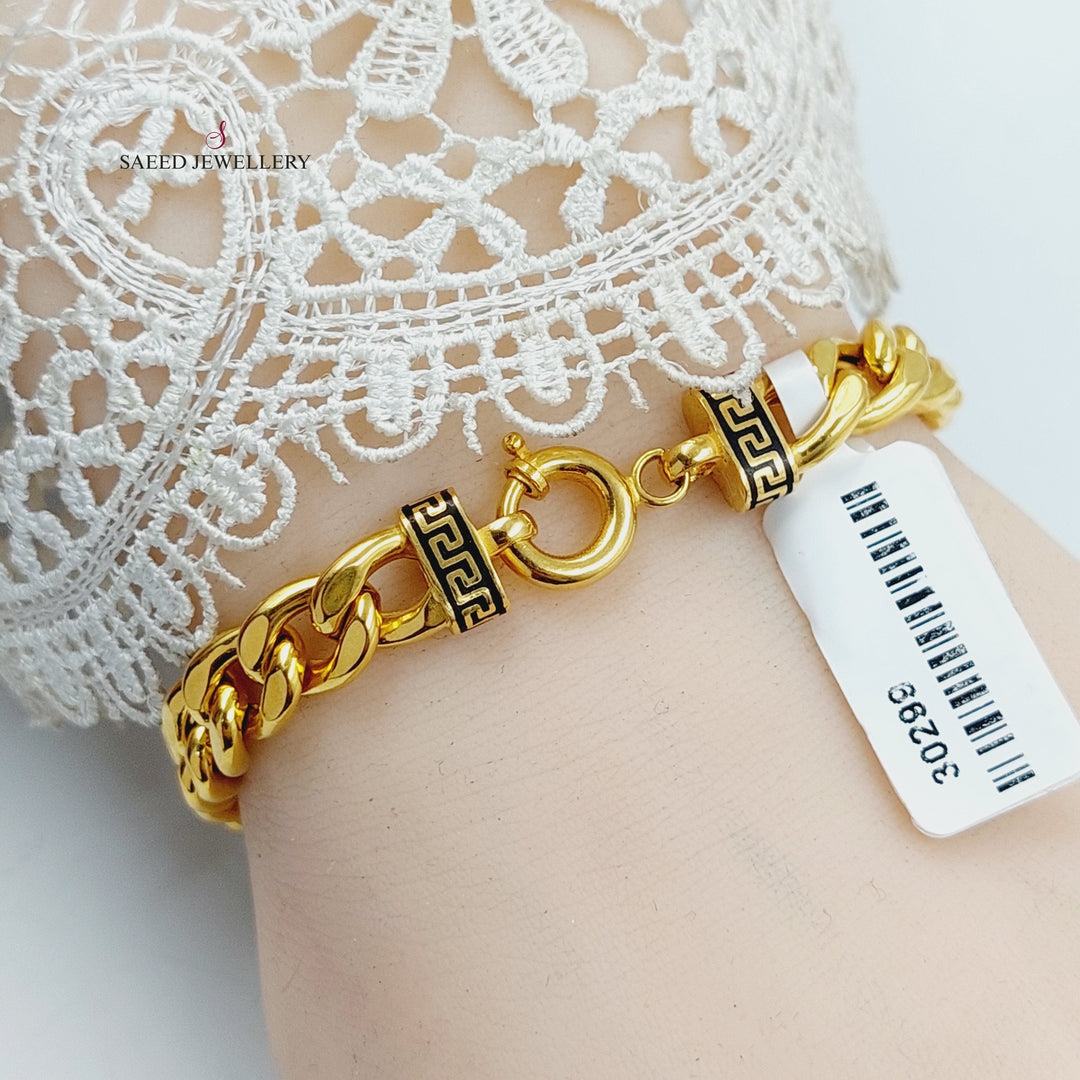 Enameled Cuban Links Bracelet  Made Of 21K Yellow Gold by Saeed Jewelry-30296