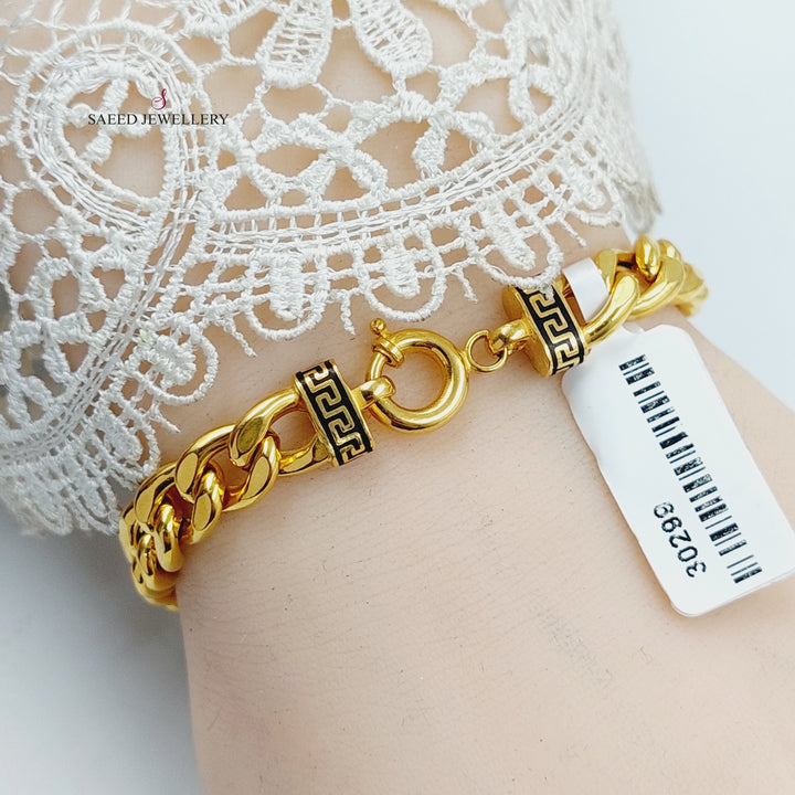 Enameled Cuban Links Bracelet  Made Of 21K Yellow Gold by Saeed Jewelry-30296