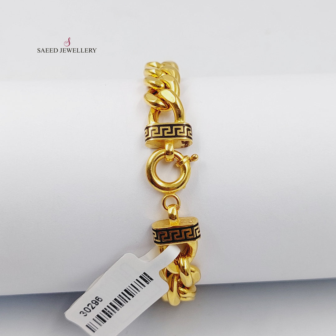 21K Gold Enameled Cuban Links Bracelet by Saeed Jewelry - Image 1